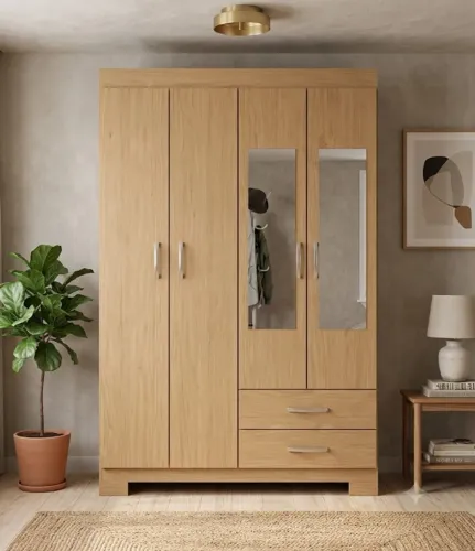 Guarda Roupa Moscou 4 Portas Com Espelho Promoção