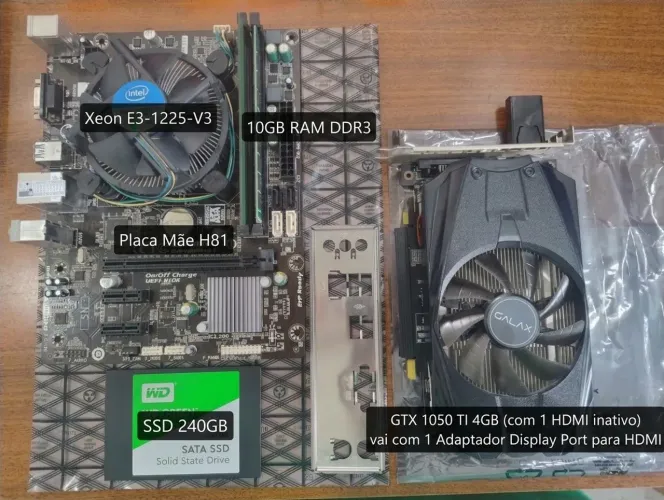 Kit Xeon 1225 V3 + 10GB RAM + GTX 1050 TI + SSD + Fonte