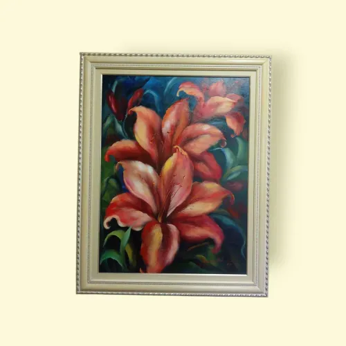 Quadro com moldura pintura a óleo