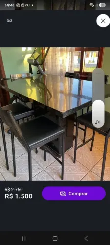 Mesa de granito 1.40X1.00 com 6 banquetas tokstok