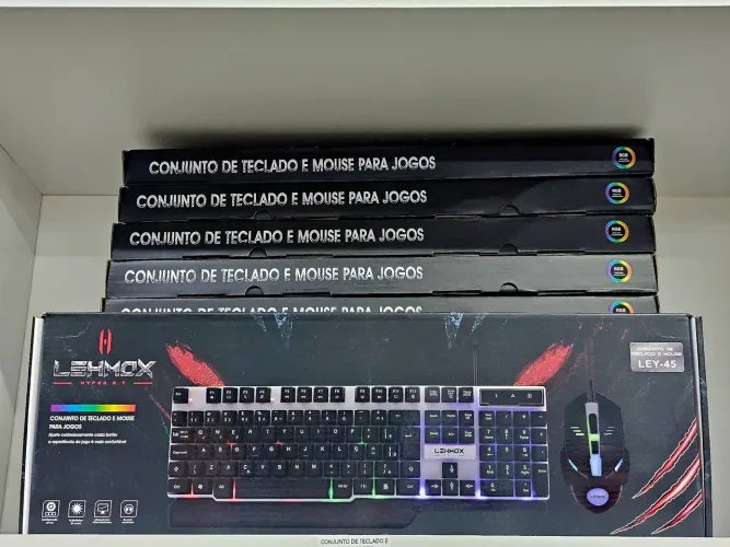 Kit Teclado e mouse Gamer RGB com fio.