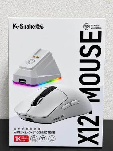 Mouse Gamer K-Snake X12 Branco Wireless Bluetooth 2.4G USB