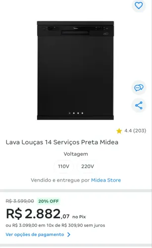 Lava louças Midea 14 serviços 