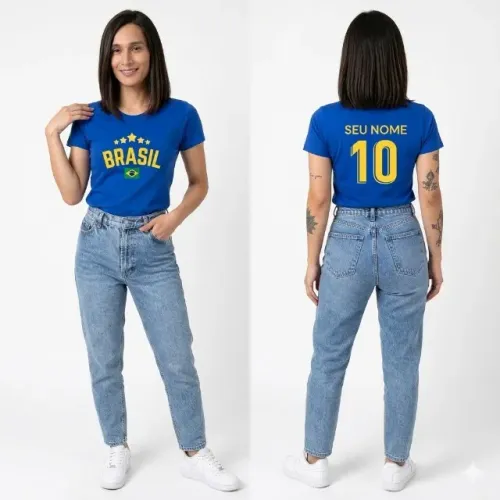 Camiseta Personalizada Feminina P ao GG Copa do Mundo
