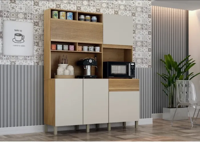 Armário de cozinha Canastra Valdemoveis, 05 Portas e 01 Gaveta - Entrega Imediata;