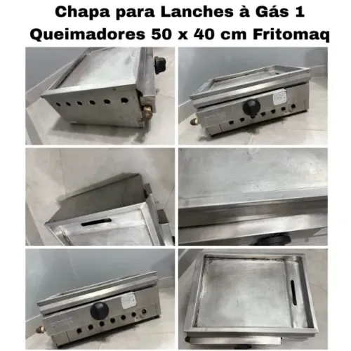 chapa para lanches á gaz 50x40 1 queimadores fritomaq.