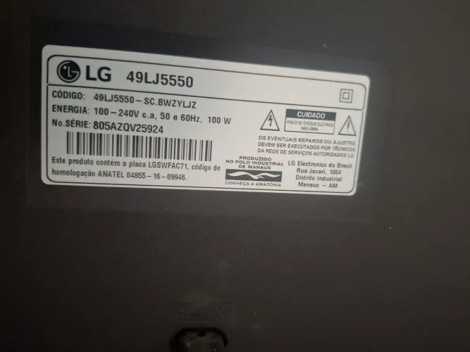 Tv LG 49 com defeito de imagem.