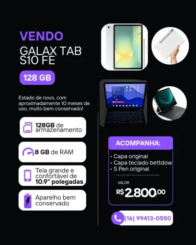 Galax Tab S10 FE + Capa teclado bettdow 
