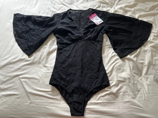 Body em renda manga Godê TAM 44 preto