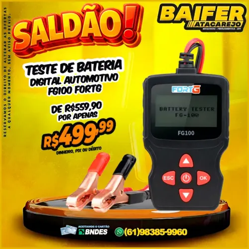 Teste de Bateria Digital Automotivo FG100 FortG