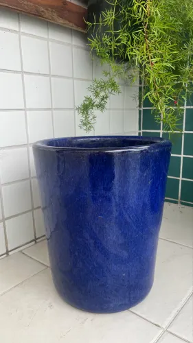 Vaso Vietnamita Vitrificado Azul Marinho 35x30