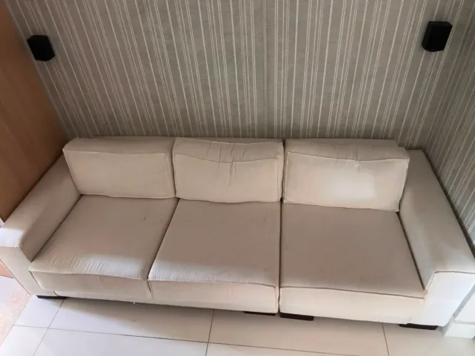 Sofá Retrátil, off white linho 2,53