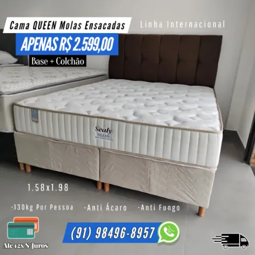 CAMA QUEEN SEALY MIAMI LINHA INTERNACIONAL