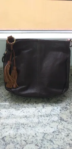 Bolsa de couro marrom da Pelica Couros