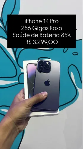 Seminovo: iPhone 14 Pro 256GB / Roxo / Saude de Bateria 85% - Loja Fisica