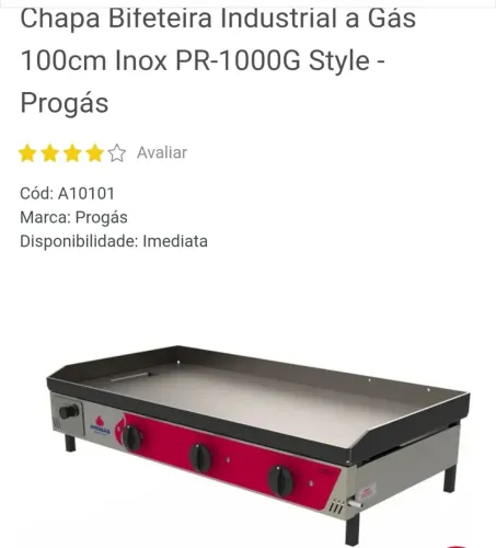 Chapa a gás nova marca Progás, medida de 1 metro
