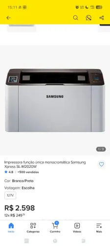 Impressora função única monocromática Samsung Xpress SL-M2020W