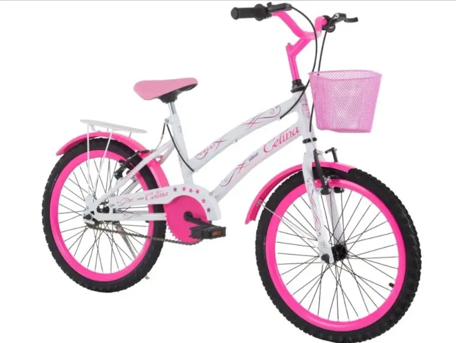 Bicicleta celina branco com cestinha