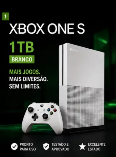 Xbox One S 1TB Branco + 5 Jogos à Escolha + HDMI | Excelente Estado