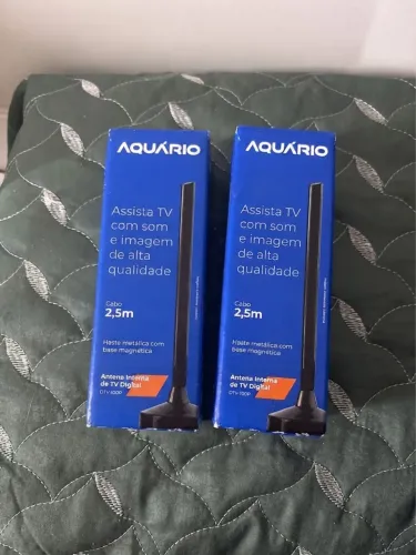 Kit 2 Antenas Internas de TV Digital Aquário DTV-100P (Cabo 2,5m) - Novas