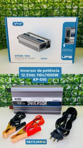 INVERSOR DE POTÊNCIA 12.5VDC 110V/1000W KP-590