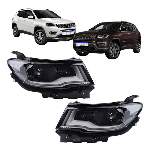 Par Farol Jeep Compass 2017 2018 2019 2020 2021 Com Led Novo - Ambos Lados