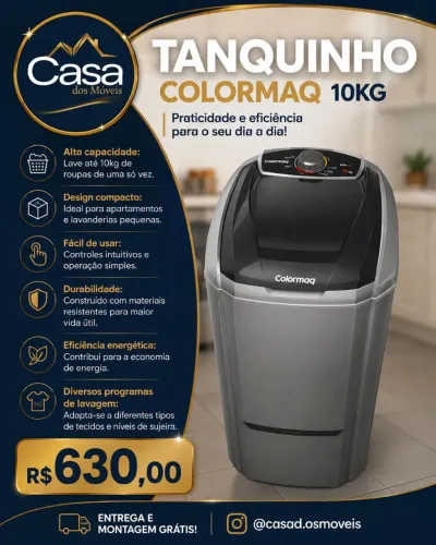 Tanquinho Colomaq 10kg Cinza