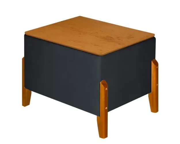 Recamier Baú Puff Moderno Retro Pés