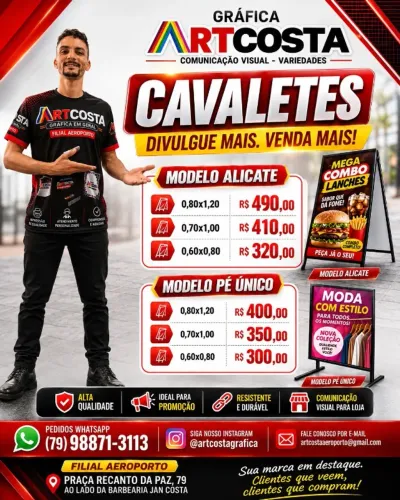 Cavaletes e placas comercial