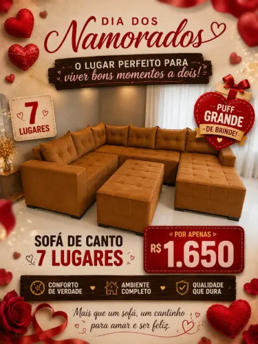 Sofá de canto 7 lugares puff grande de brinde ?