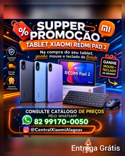 Tablets Redmi PAD 2 a partir de R$: 1.239,99 + mouse e teclado bluetooth de brinde 
