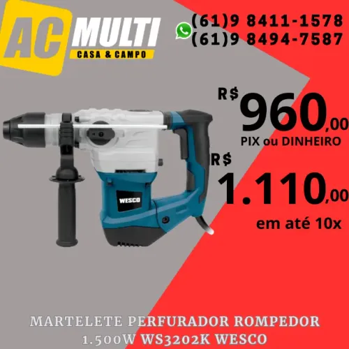 Martelete Perfurador Rompedor 1.500W WS3202K Wesco
