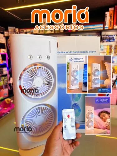 Ventilador Duplo com Controle Remoto Produto Recarregável