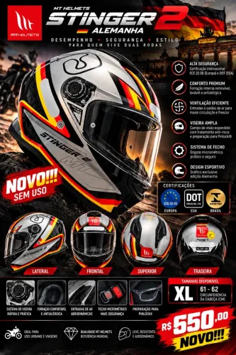 Capacete MT stinger 2 Alemanha
