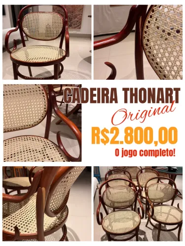 Jogo de Cadeiras Thonart modelo Panama com palha