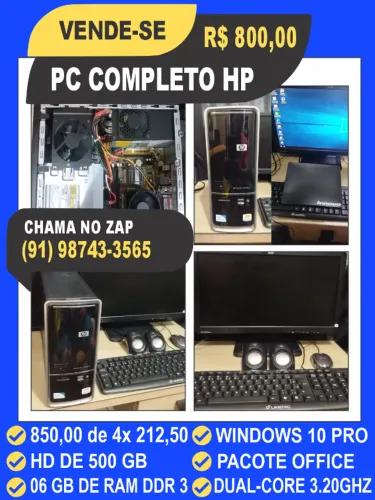 Computador Completo HP com Monitor - Funcionando Perfeitamente - Oportunidade