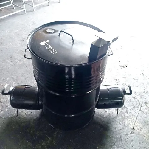 Churrasqueira de tambor para costela de chão com termômetro e espeto para costelão