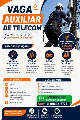 Vaga auxiliar telecom