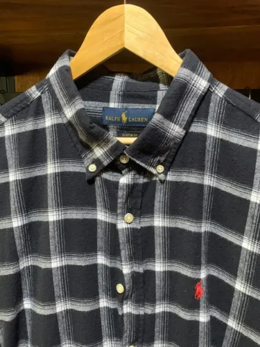 Camisa Ralph Lauren manga longa flanela xadrez masculino novo lindíssima! Veste G e GG