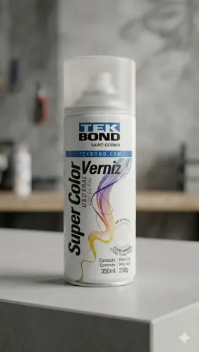 Tinta Spray Tekbond Verniz Branco Super Color 350ml - Nova