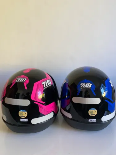 Capacete novo PRO TORK SPORT Azul e rosa