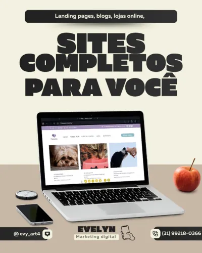 Sites profissionais, landing pages, blog, lojas online. 