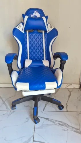 VENDO CADEIRA GAMER ESCRITÓRIO FOX RACER LUNA COM APOIO DE PÉS COR Azul