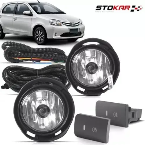 Kit farol de Milha Etios 2012 a 2017 com Molduras e Botão Modelo Original