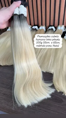 Cabelo Humano Loiro Pérola 100g 55cm e 65cm