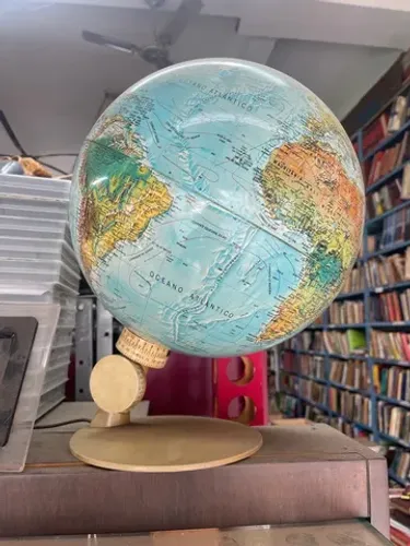 Globo terrestre dinamarquês raro importado geografia professor 