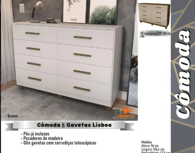 Cômoda 8 gavetas Lisboa