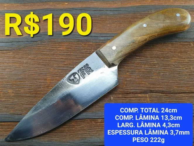 Faca artesanal - Aço Inox - 24cm 