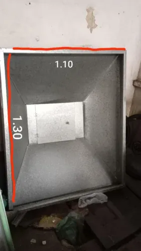 Calha de ventilação 1,10x1,30 com 5 metros de dutos galvanizados