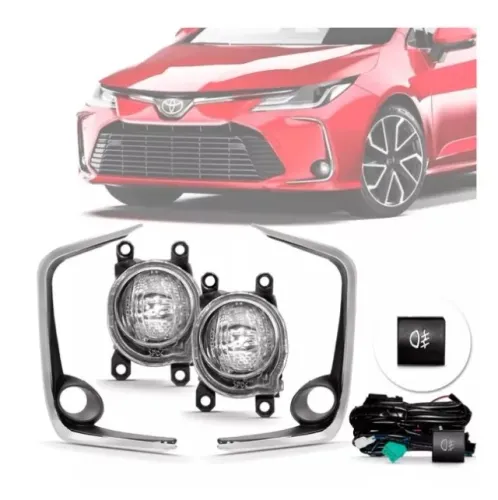 KIT FAROL MILHA LED COROLLA 2020 2021 2022 MOLDURAS E BOTãO